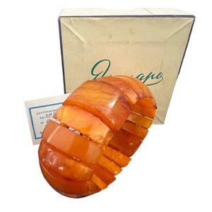 Vintage Butterscotch Baltic Amber Bracelet Stretchy USSR Soviet Kaliningrad NWT